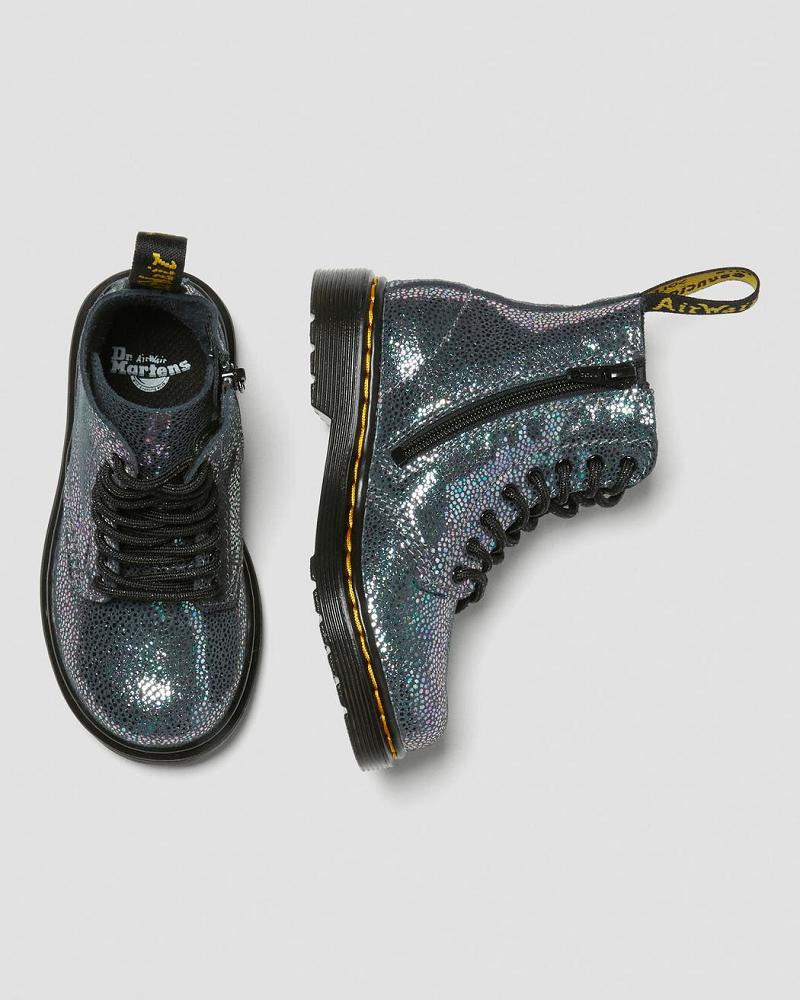 Kids' Dr Martens Toddler 1460 Pascal Iridescent Lace Up Boots Metal | AU 698JPQ